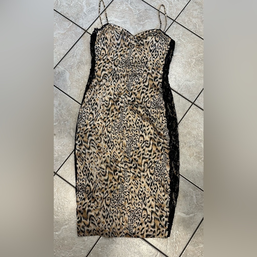 Dolce Jovani Satin Animal Print Dress Size 6